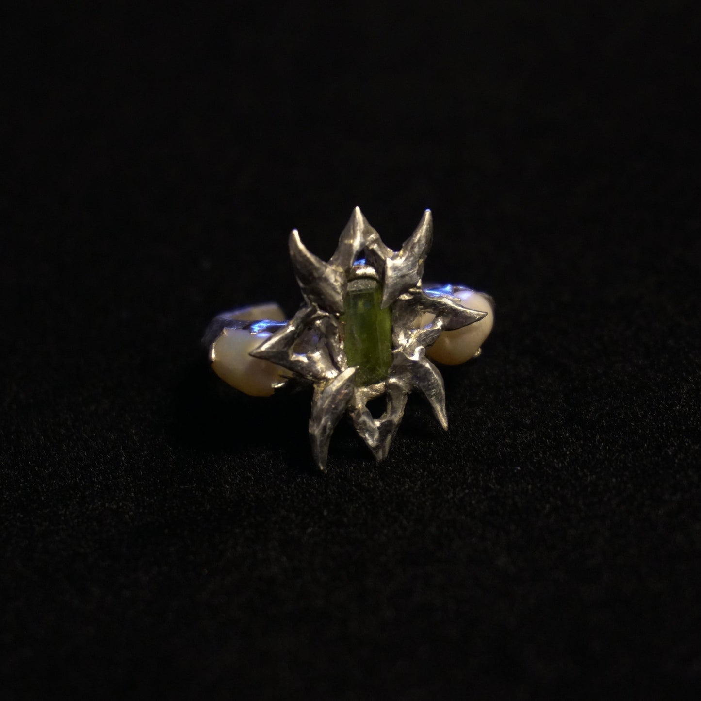 fairy's pride ring - sphene + pearl