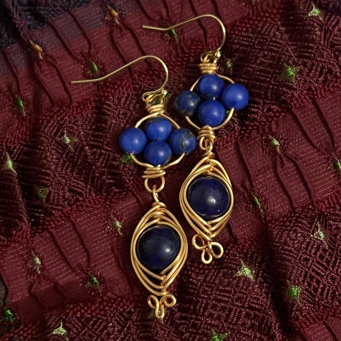 court earrings - lapis + howlite