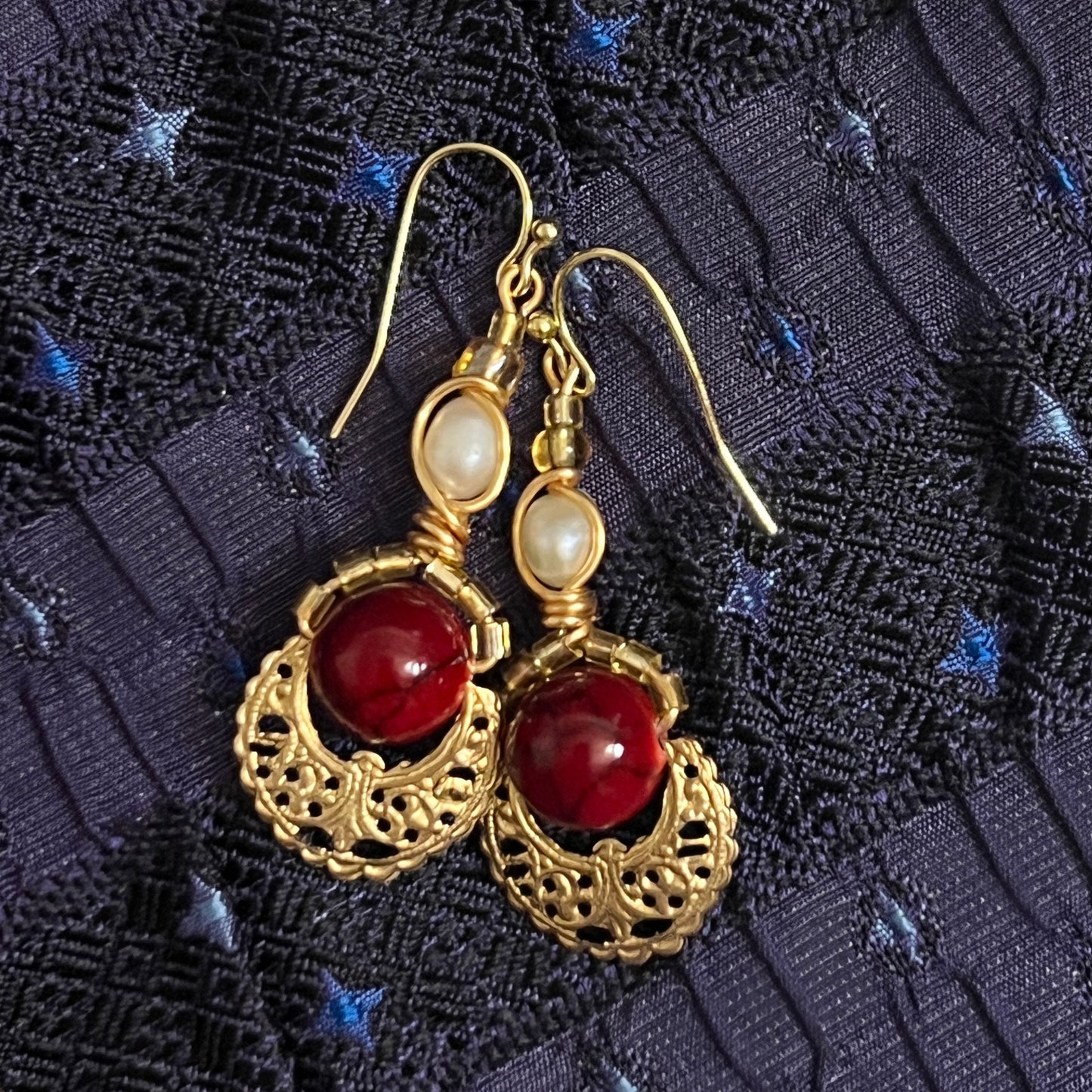 filigree quartz earrings