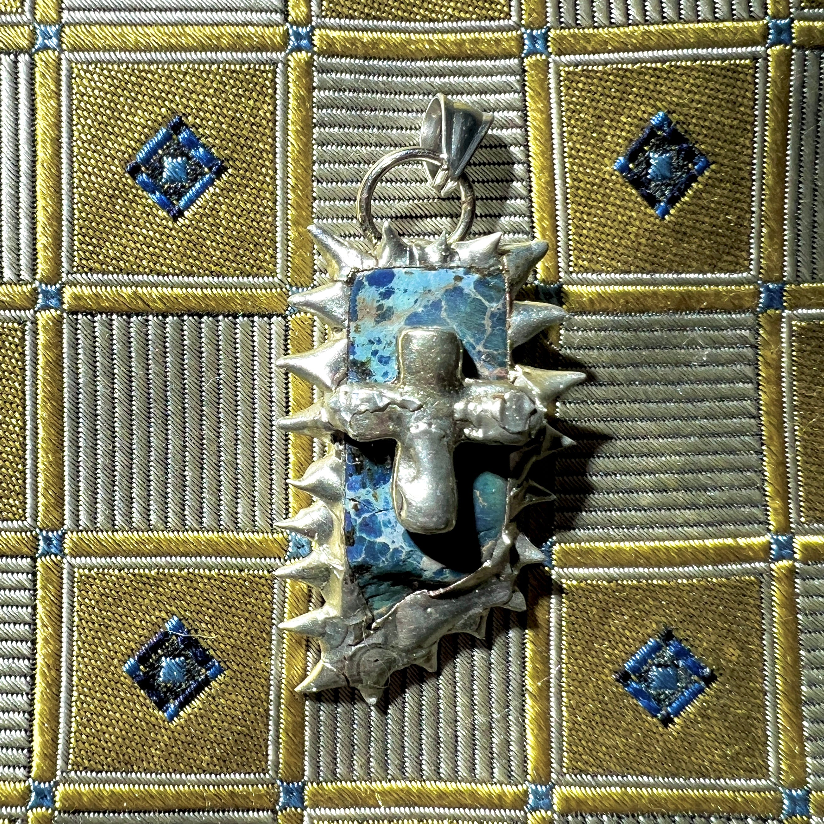 soldered pendant - jasper cross