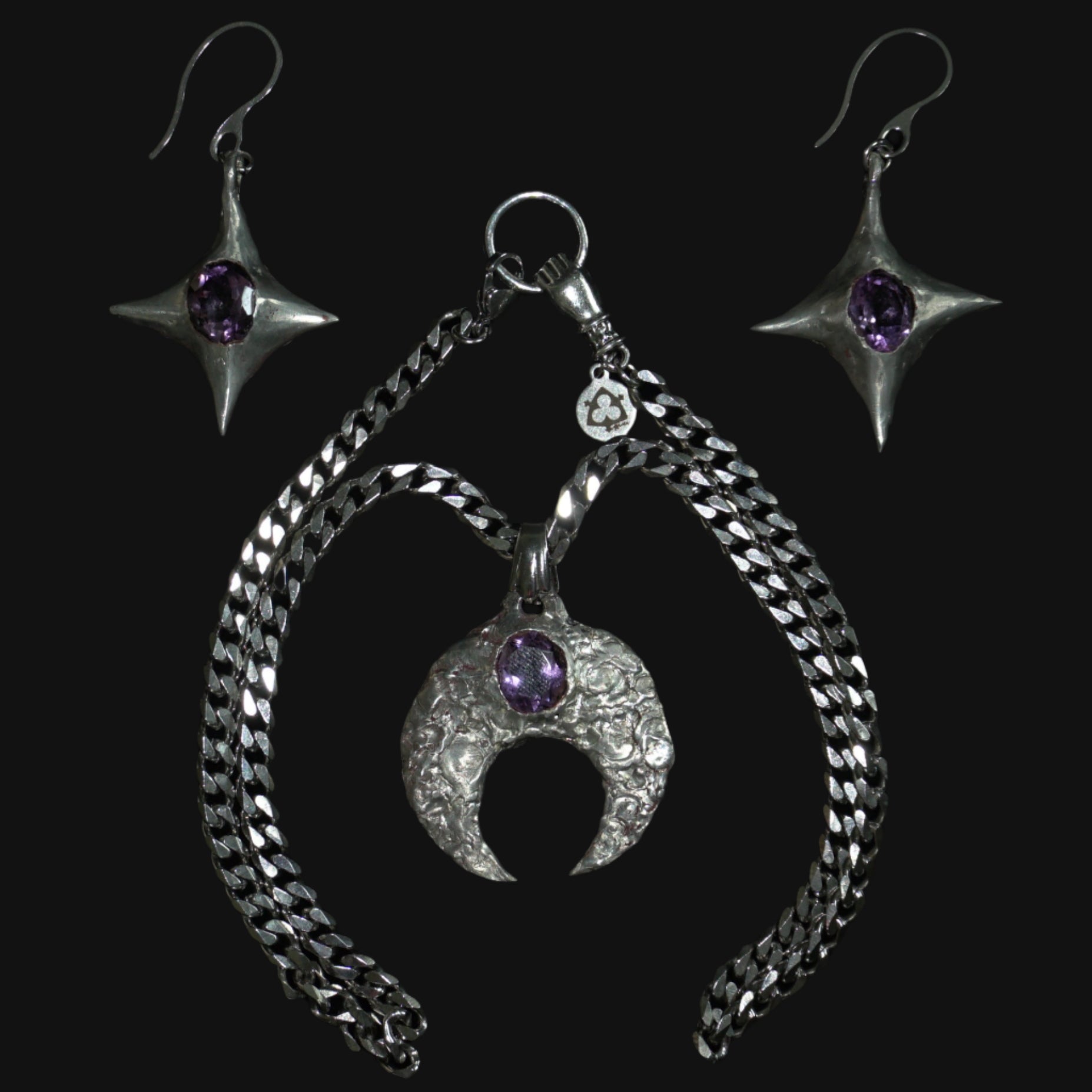 star earrings - amethyst