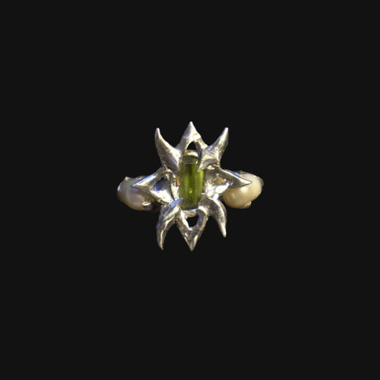 fairy's pride ring - sphene + pearl