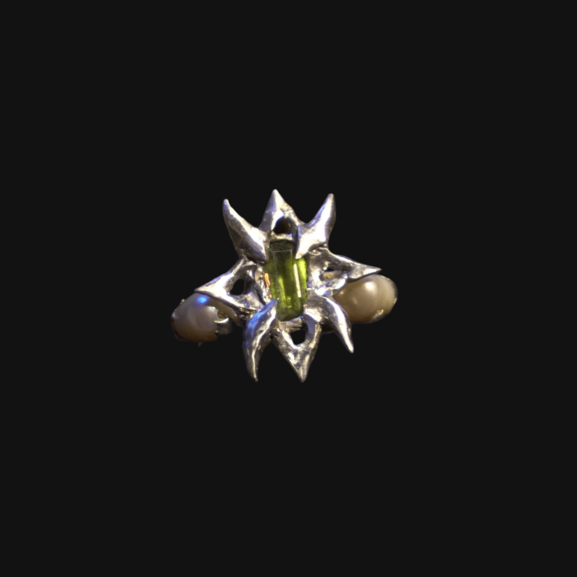 fairy's pride ring - sphene + pearl