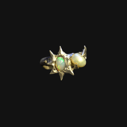 fairy's wrath ring - opal + pearl