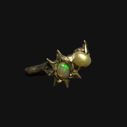 fairy's wrath ring - opal + pearl
