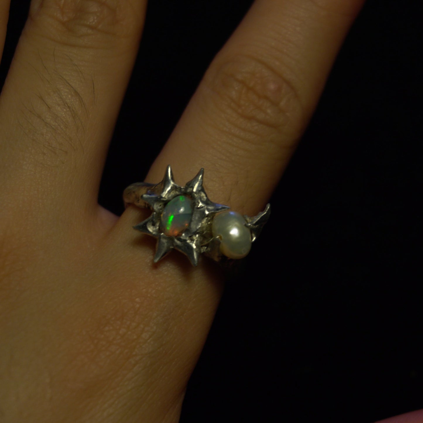 fairy's wrath ring - opal + pearl