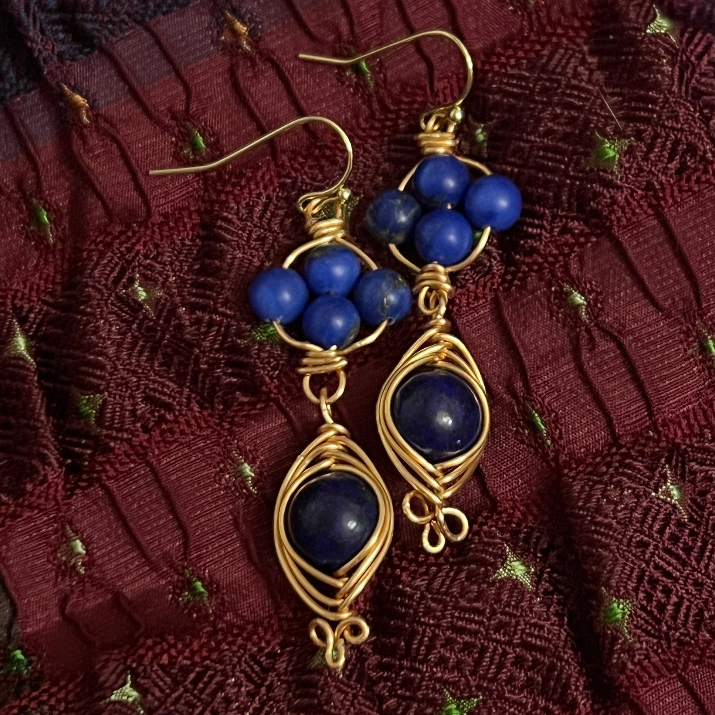court earrings - lapis + howlite