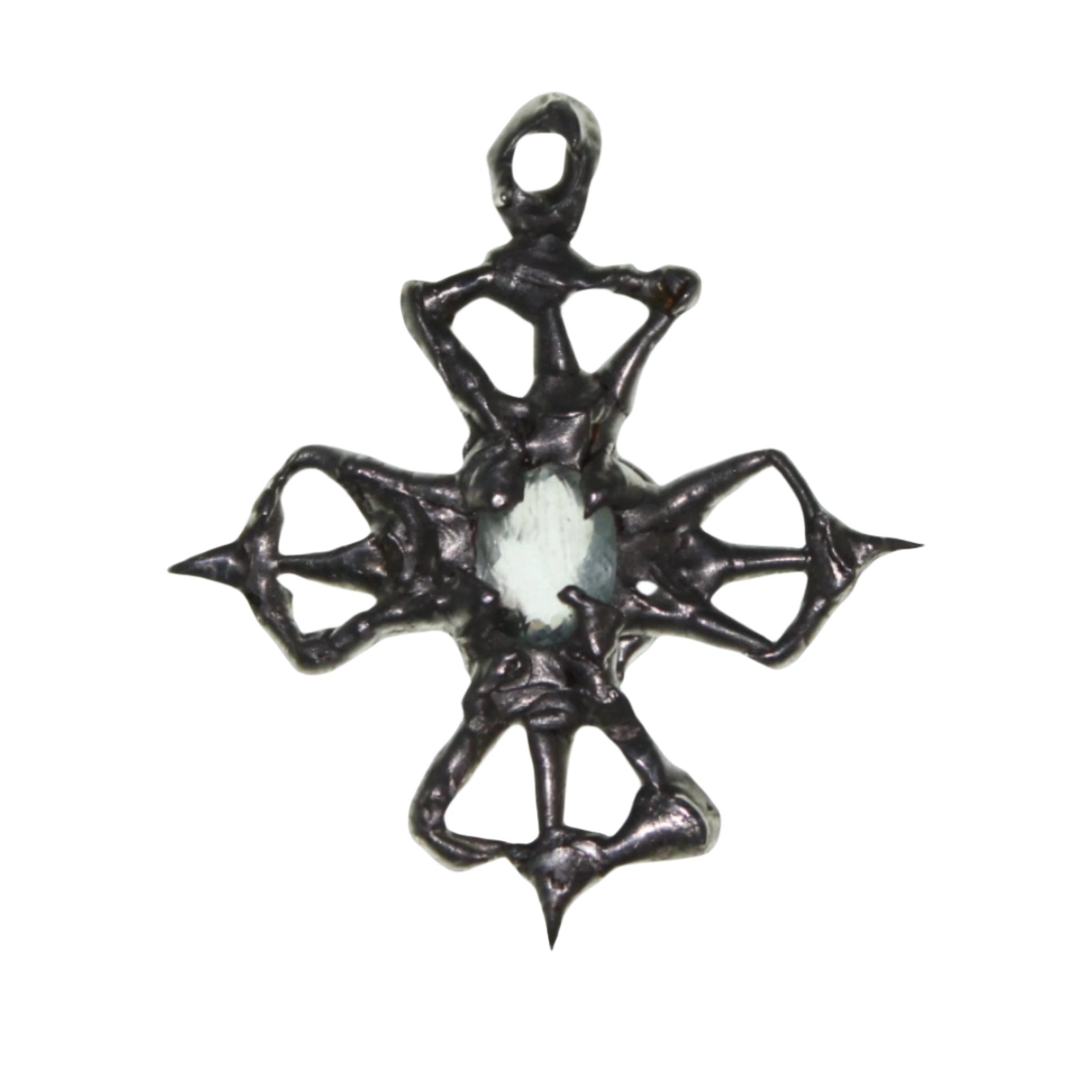 soldered cross aquamarine gemstone pendant