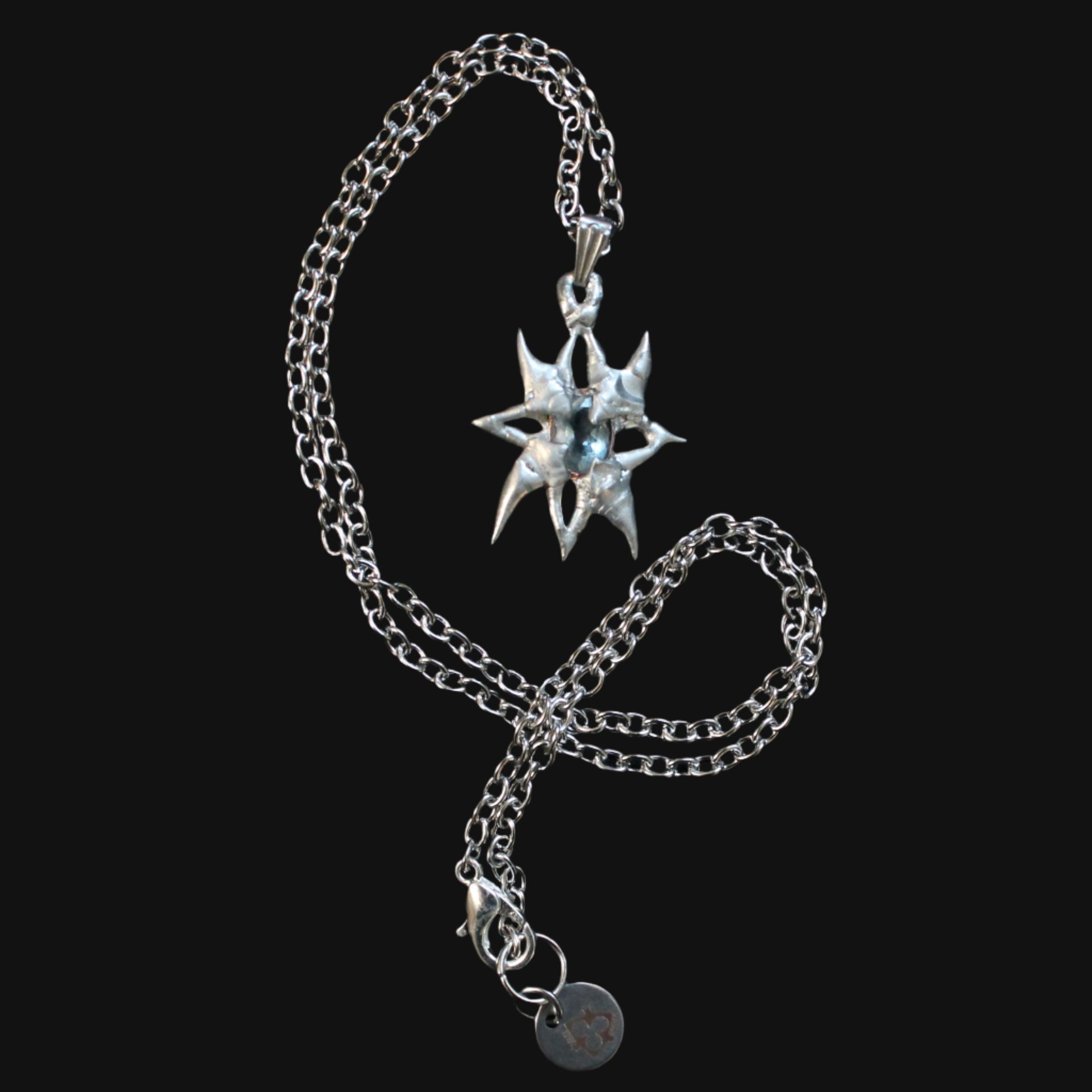 soft soldered aquamarine star amulet necklace