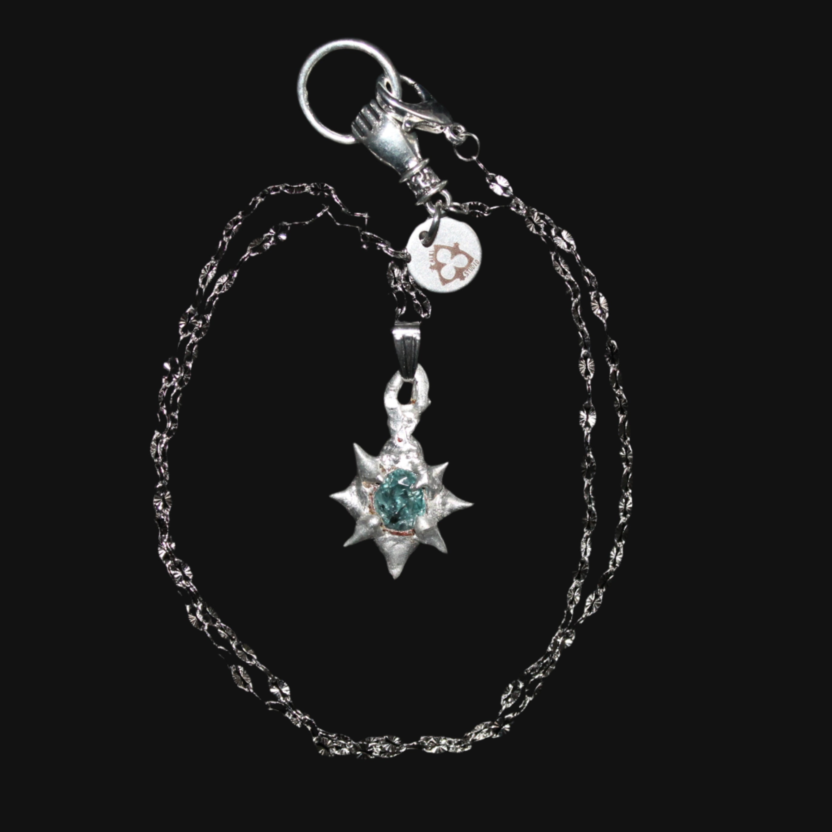 blue zircon amulet necklace