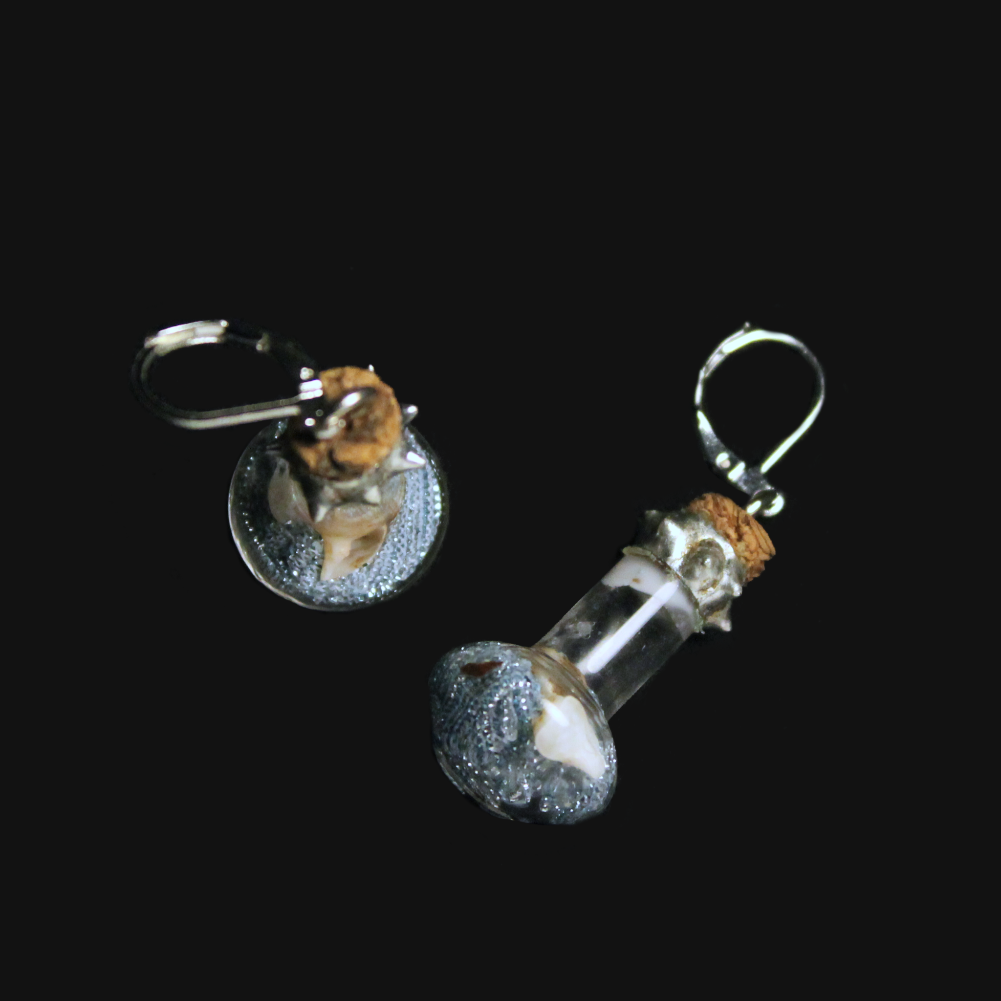 bottle of ocean soft solder earrings
