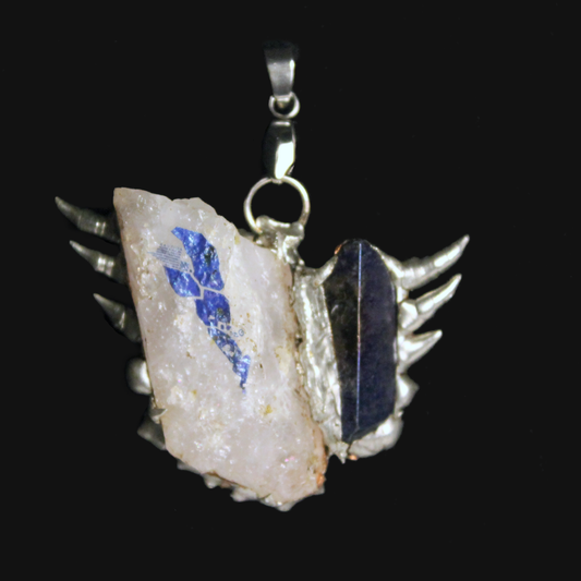 winged fighter crystal soft solder pendant