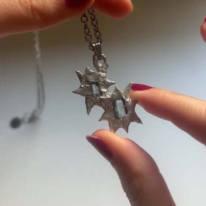 twin stars necklace - aquamarine